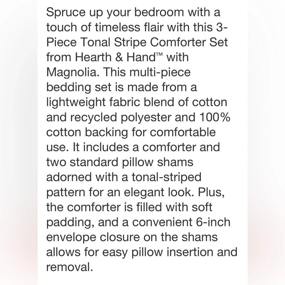 HEARTH & HAND NWT tonal stripe comforter set -brown -king